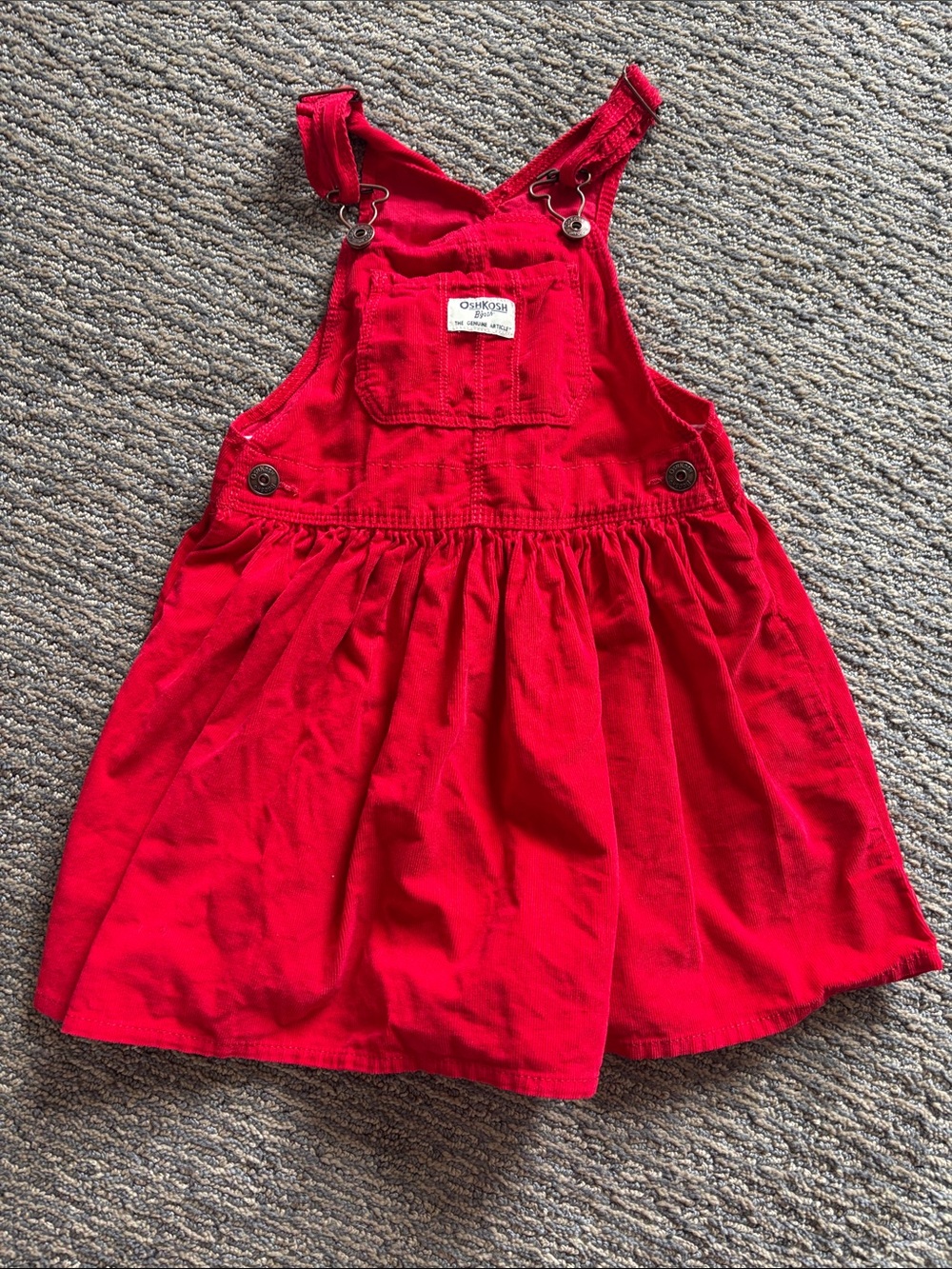 OshKosh B'gosh Bright Red Corduroy Overall Dress